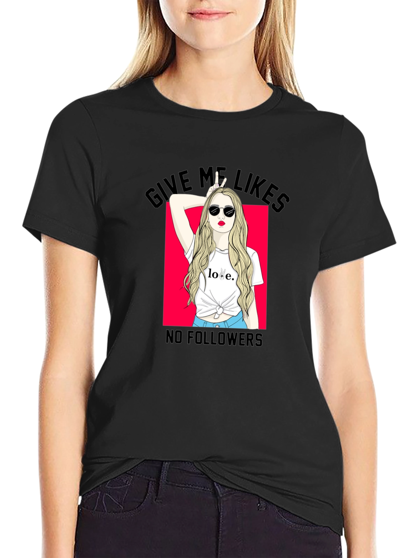 Give Me Likes Black Graphic Tee