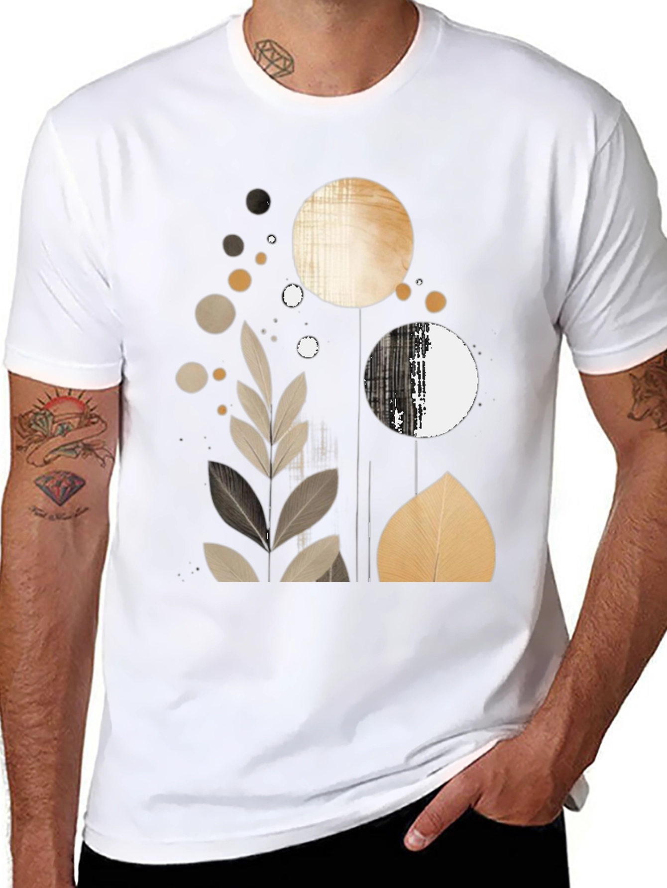 Abstract Leaf Print T-Shirt
