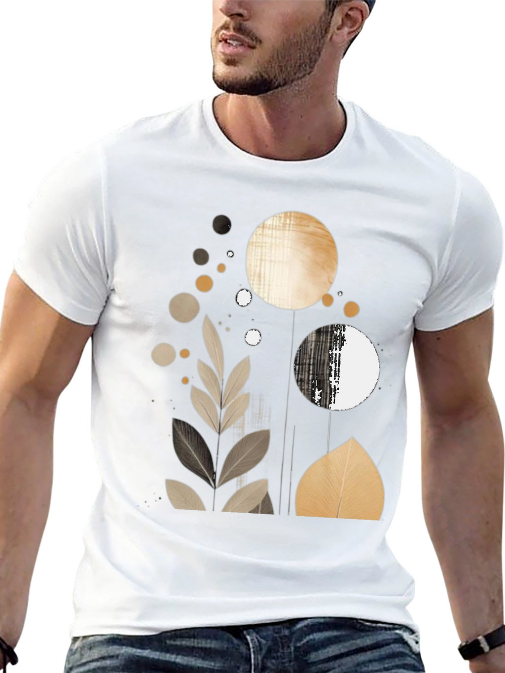 Abstract Leaf Print T-Shirt