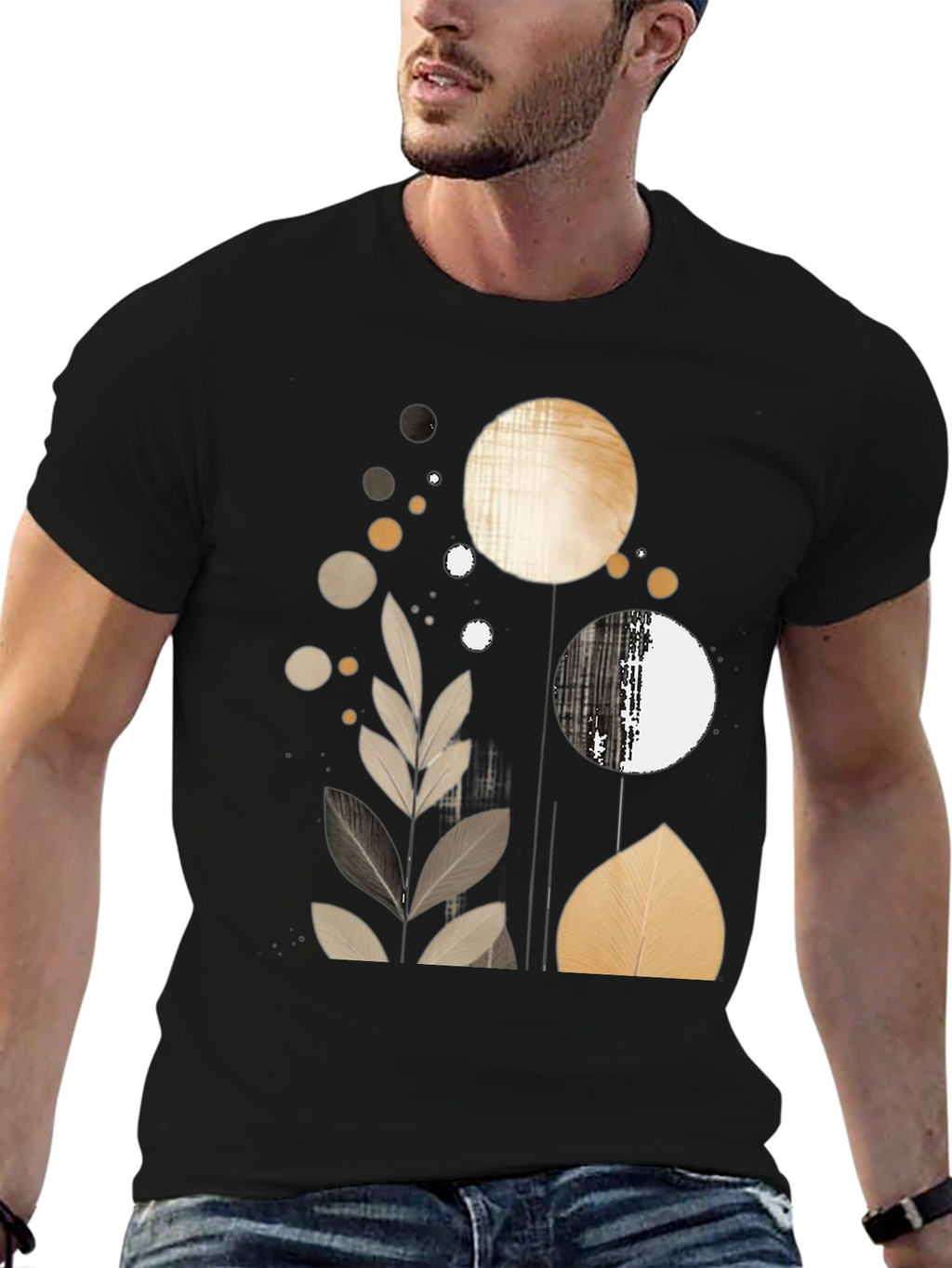 Abstract Leaf Print T-Shirt