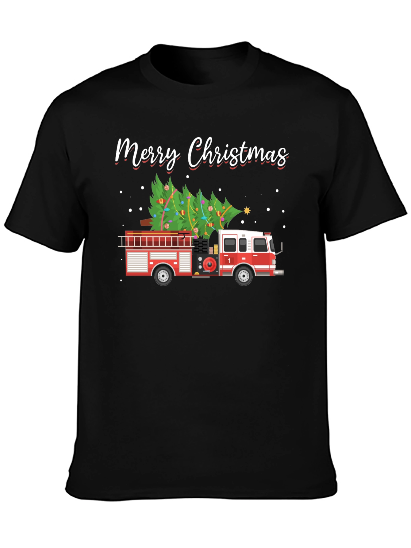 Merry Christmas Fire Truck T-Shirt