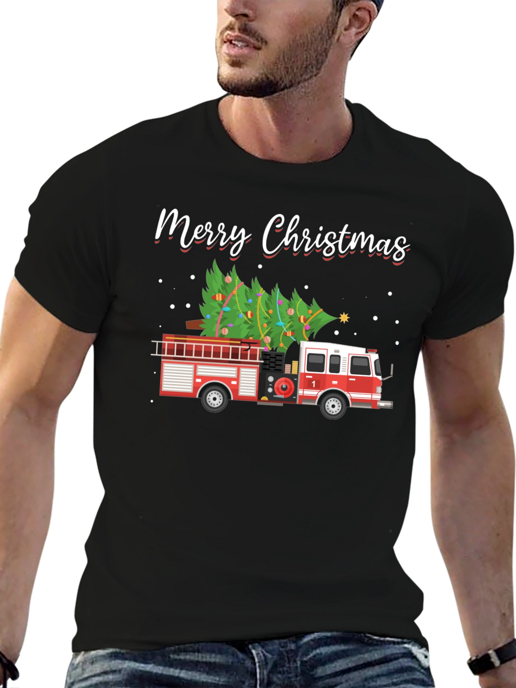 Merry Christmas Fire Truck T-Shirt