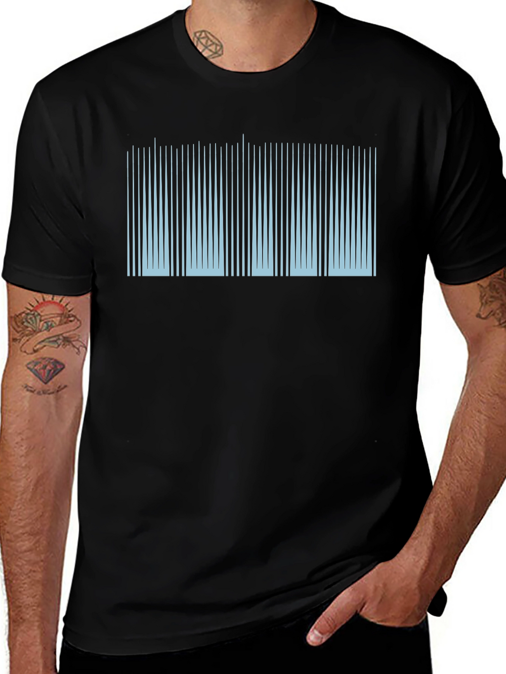 Modern Barcode Graphic Black T-Shirt