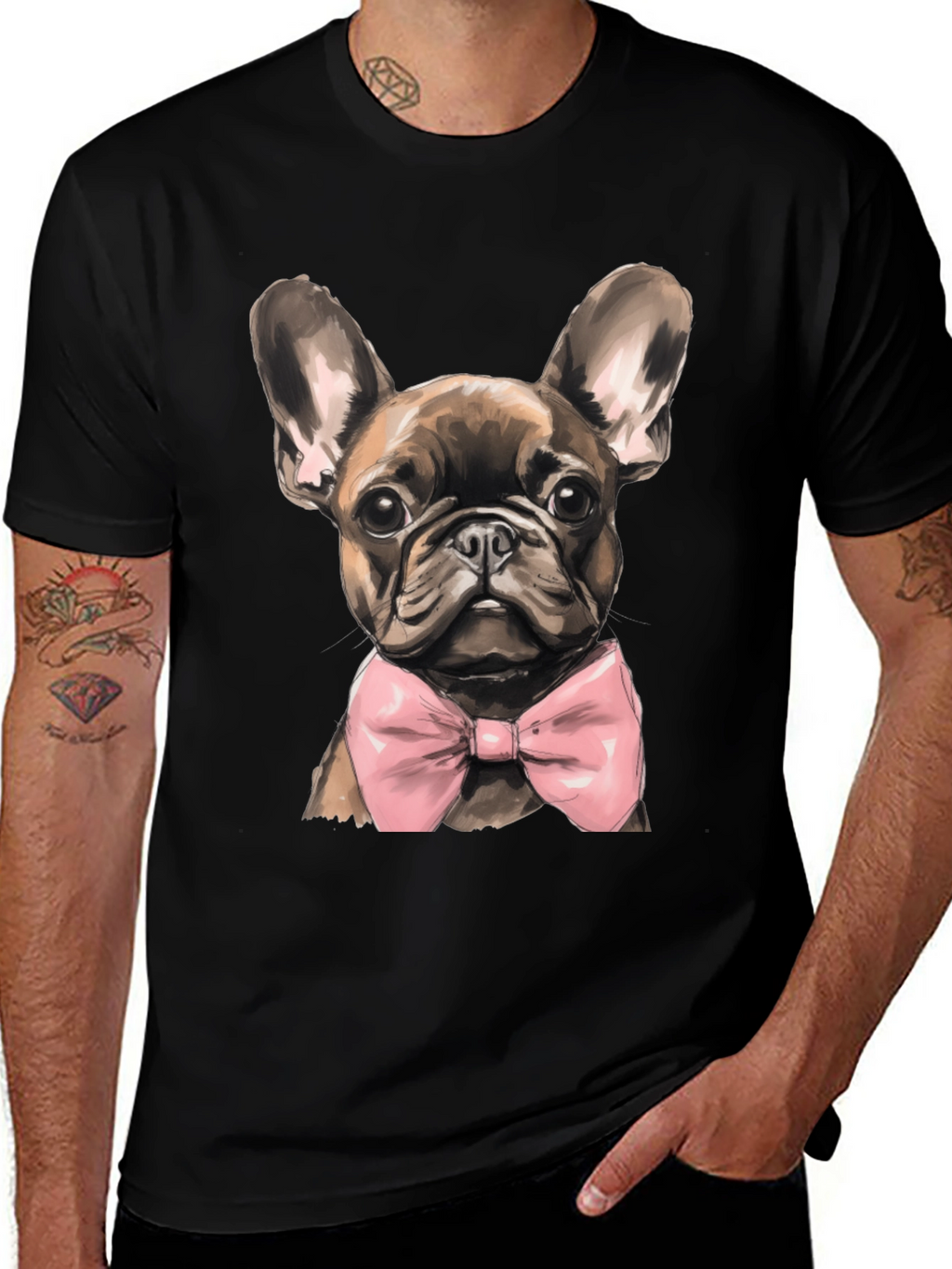 Dog Bowtie Graphic Tee - Stylish Canine Fashion