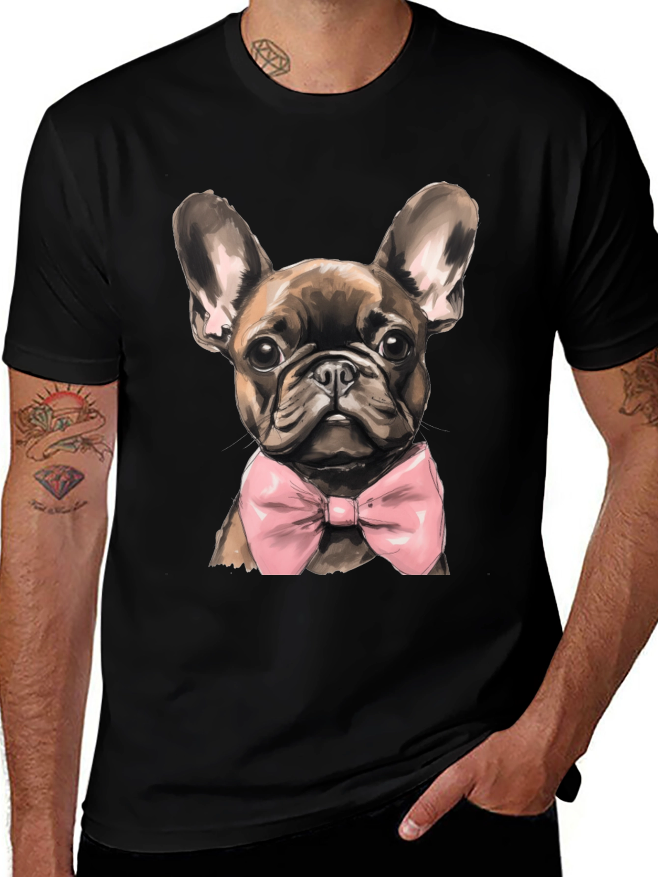 Dog Bowtie Graphic Tee - Stylish Canine Fashion