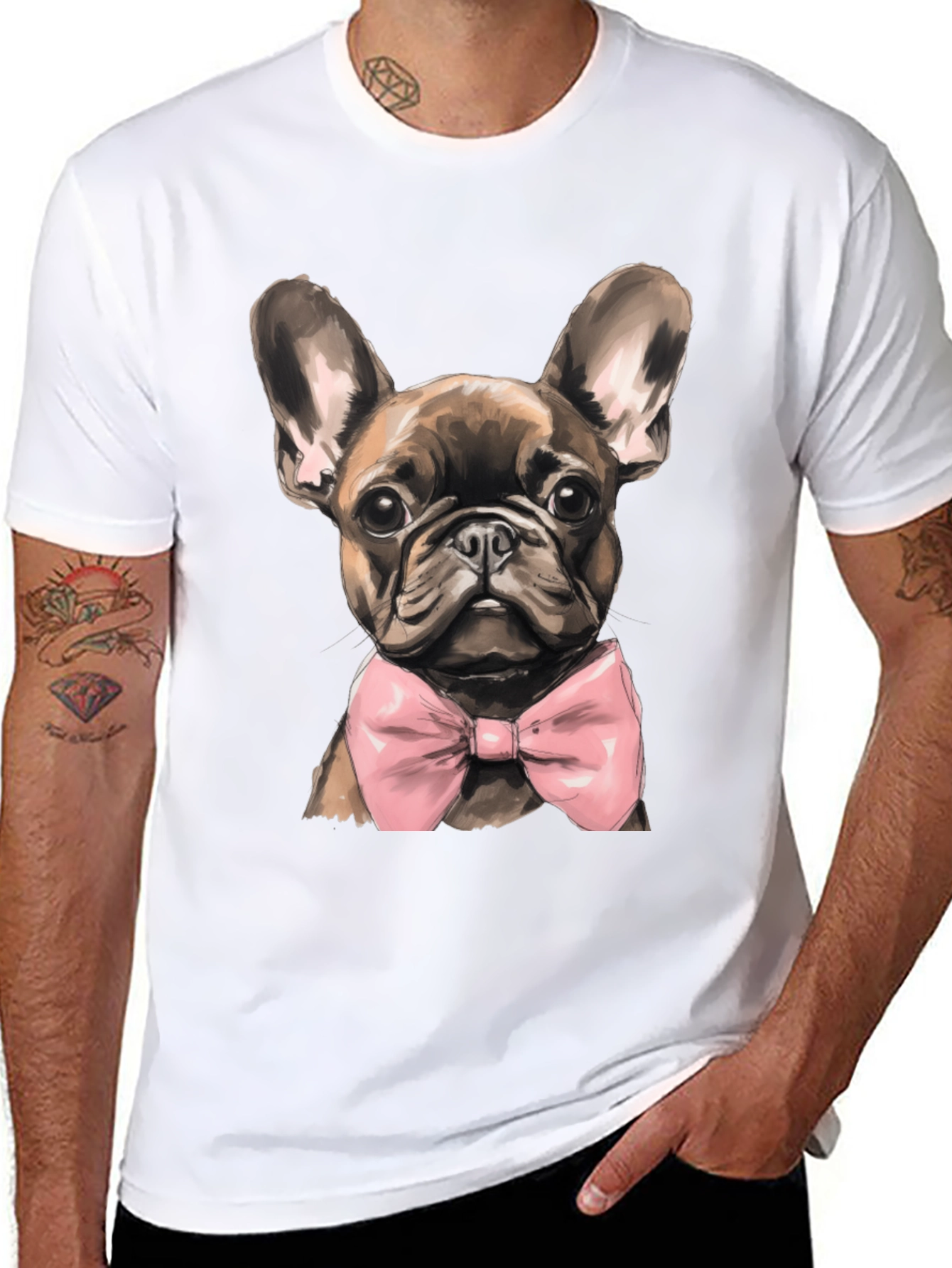 Dog Bowtie Graphic Tee - Stylish Canine Fashion