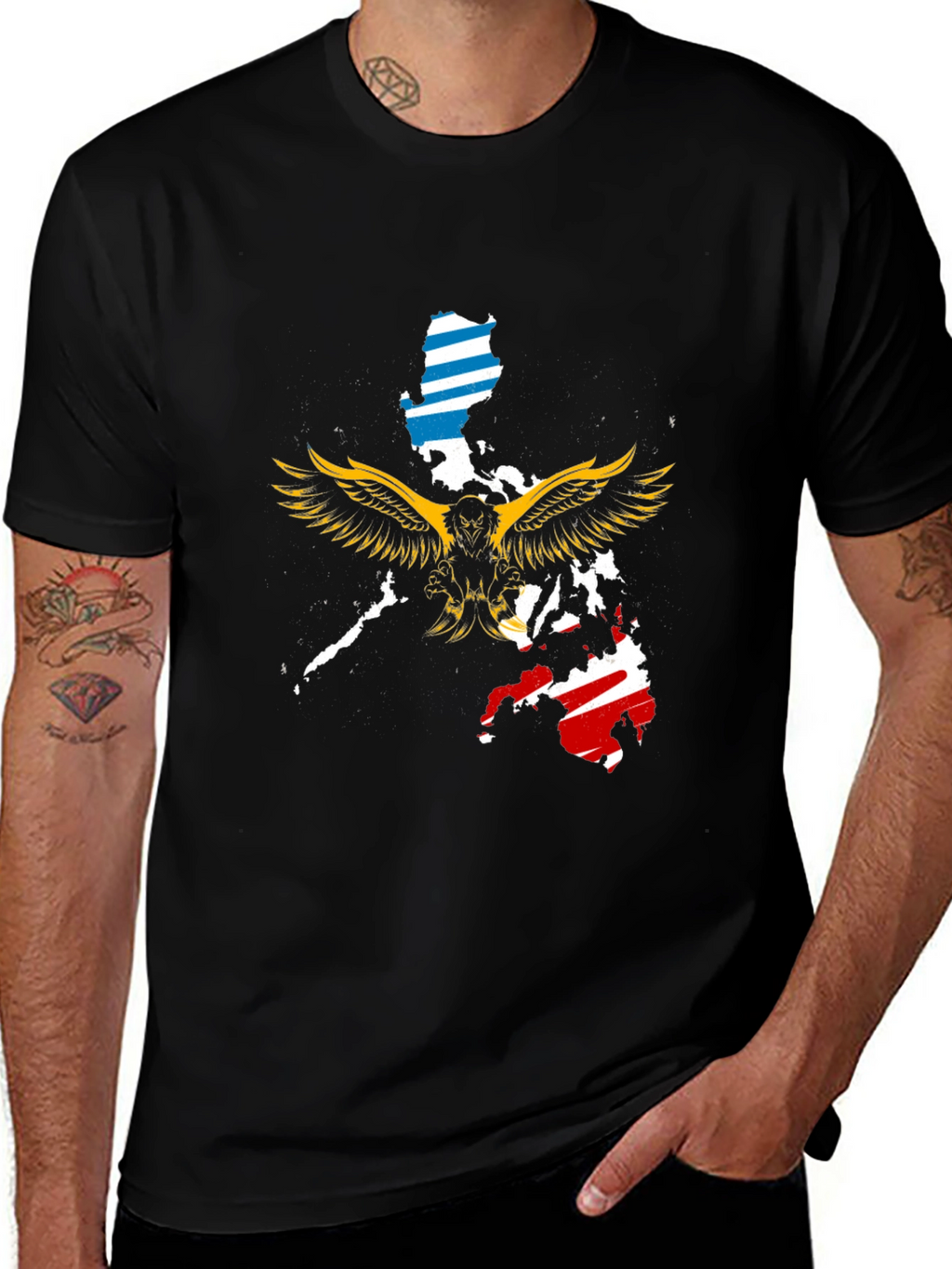 Philippines Eagle Map Black T-Shirt
