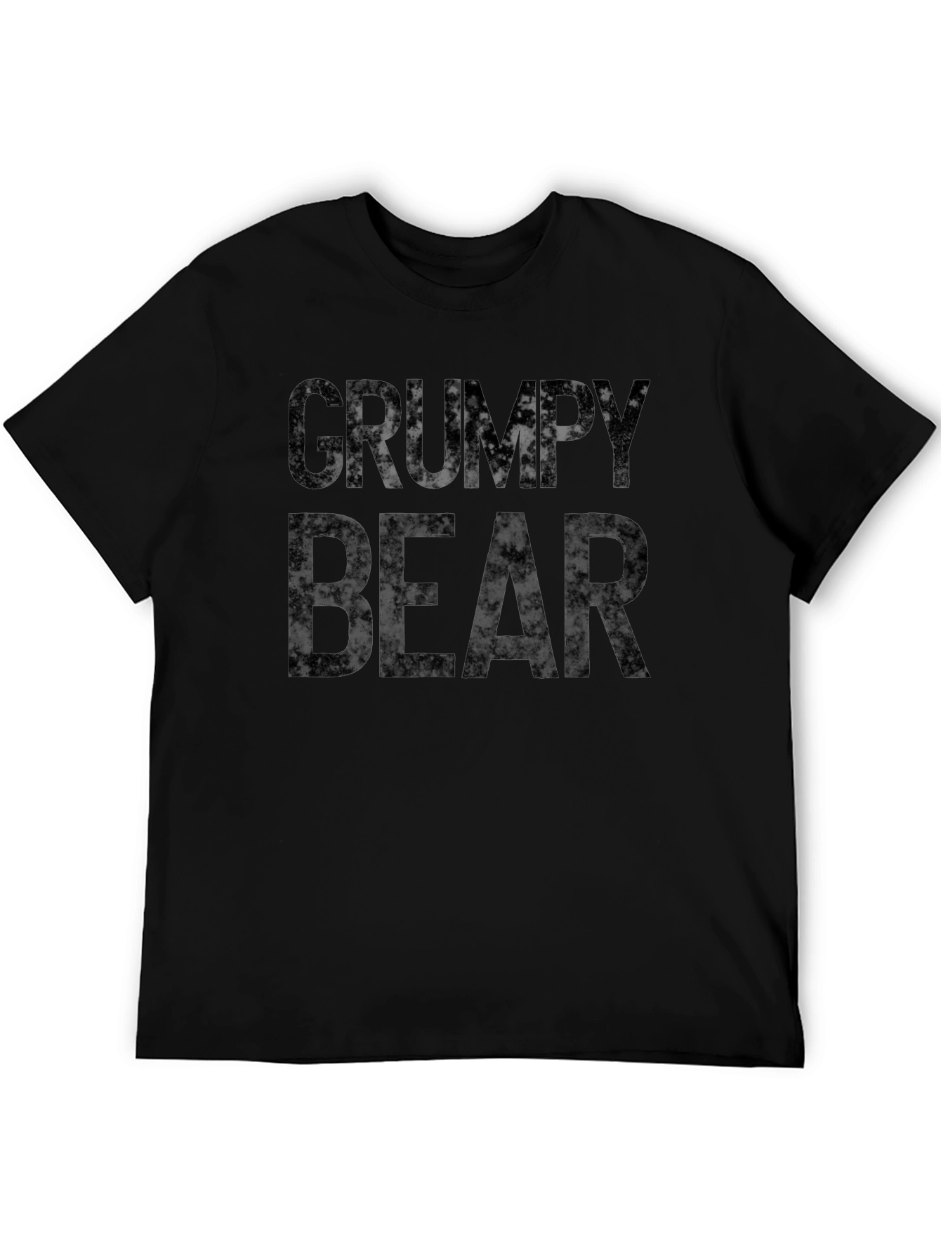 Grumpy Bear Graphic Print T-Shirt - Black