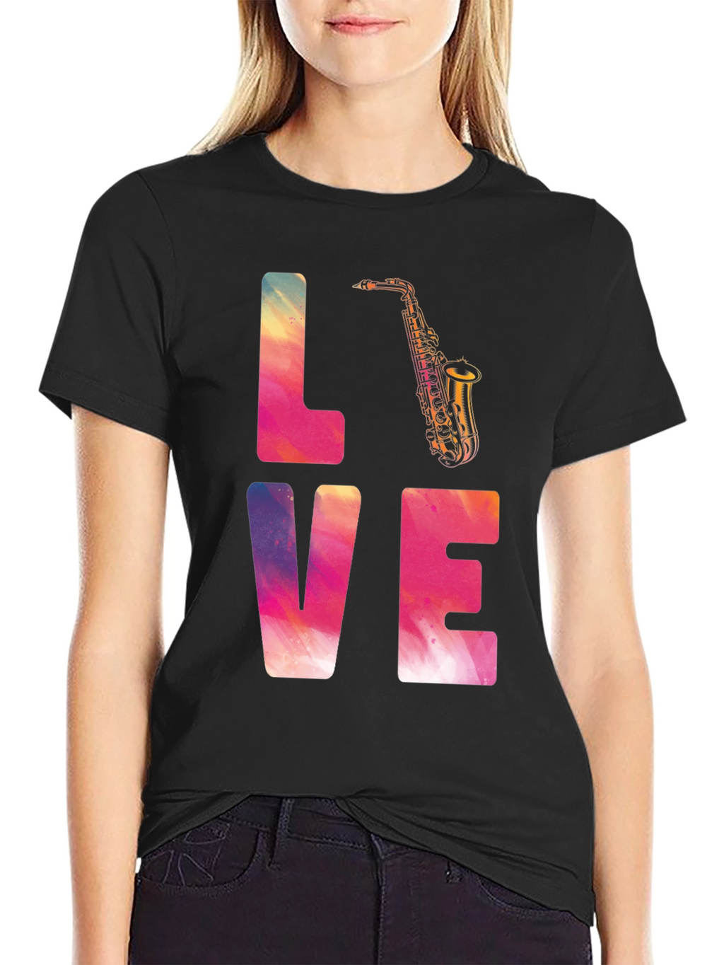 Love Saxophone Graphic T-Shirt - Stylish Musician Tee