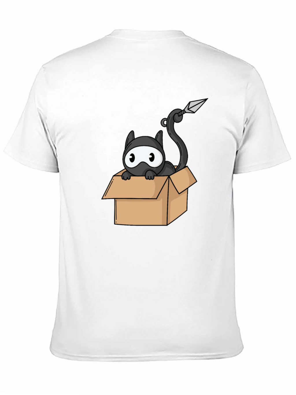 Ninja Cat in Box Black T-Shirt