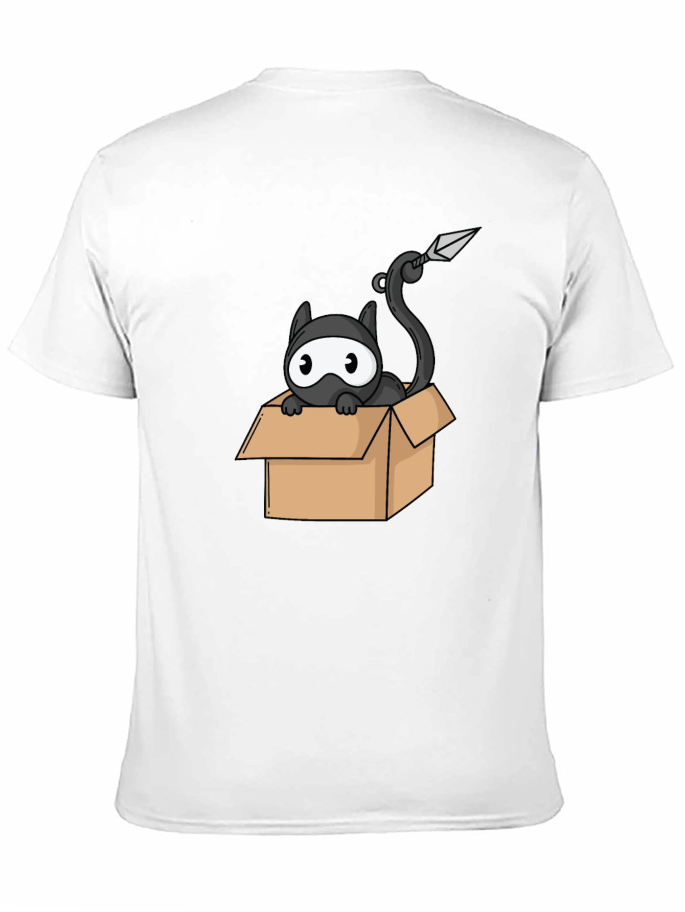Ninja Cat in Box Black T-Shirt