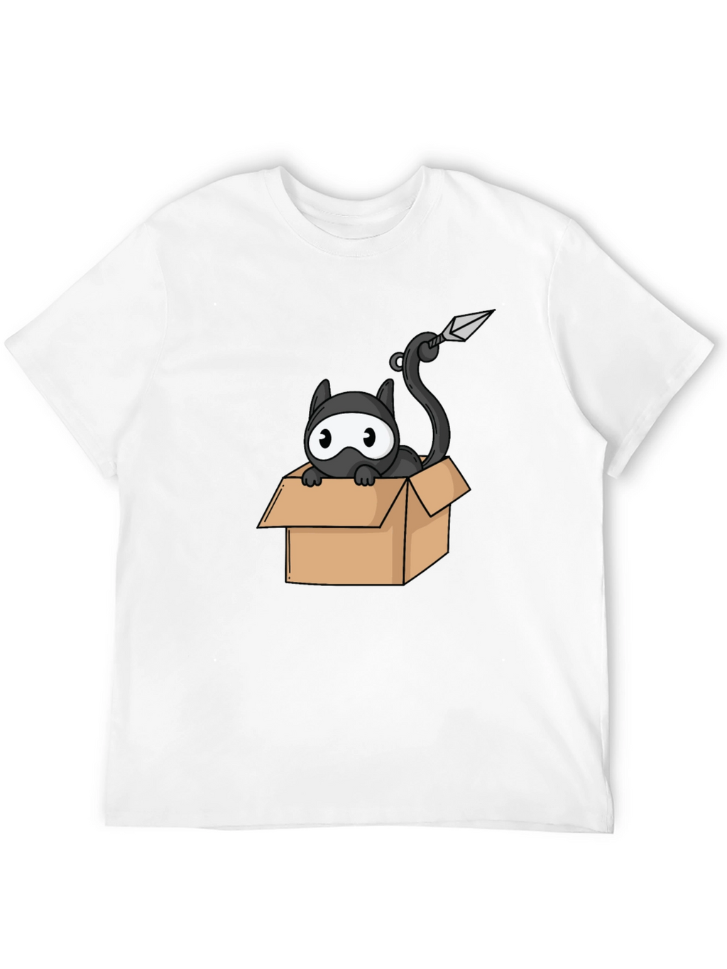 Ninja Cat in Box Black T-Shirt