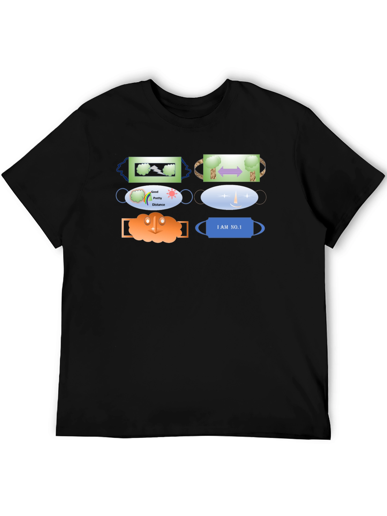 Novelty Mask Patterned Black T-Shirt