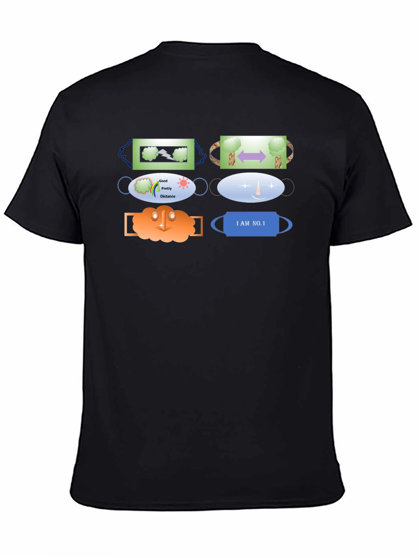 Novelty Mask Patterned Black T-Shirt