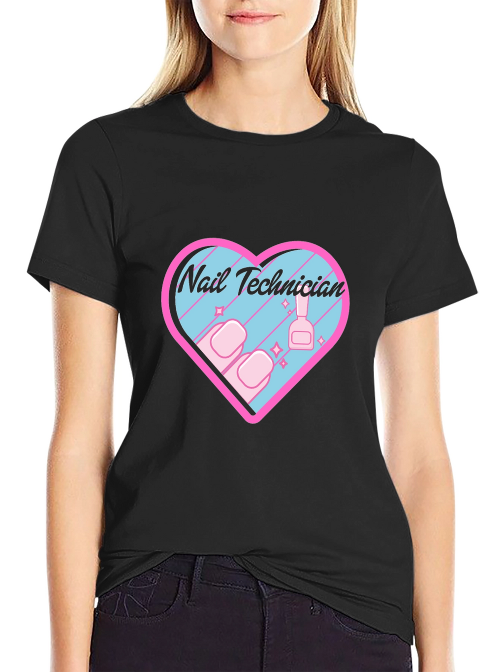 Nail Technician Heart Graphic T-Shirt
