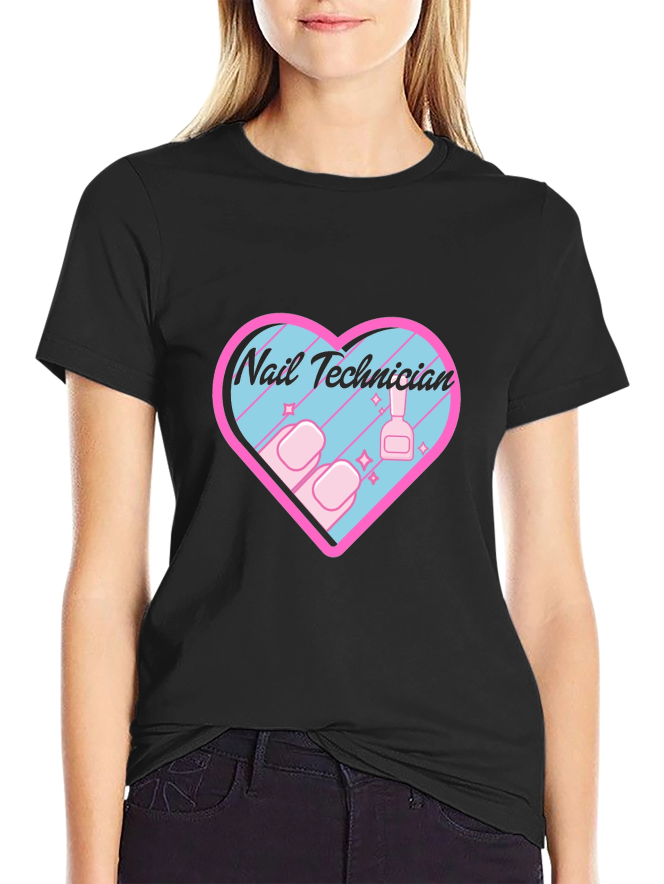 Nail Technician Heart Graphic T-Shirt