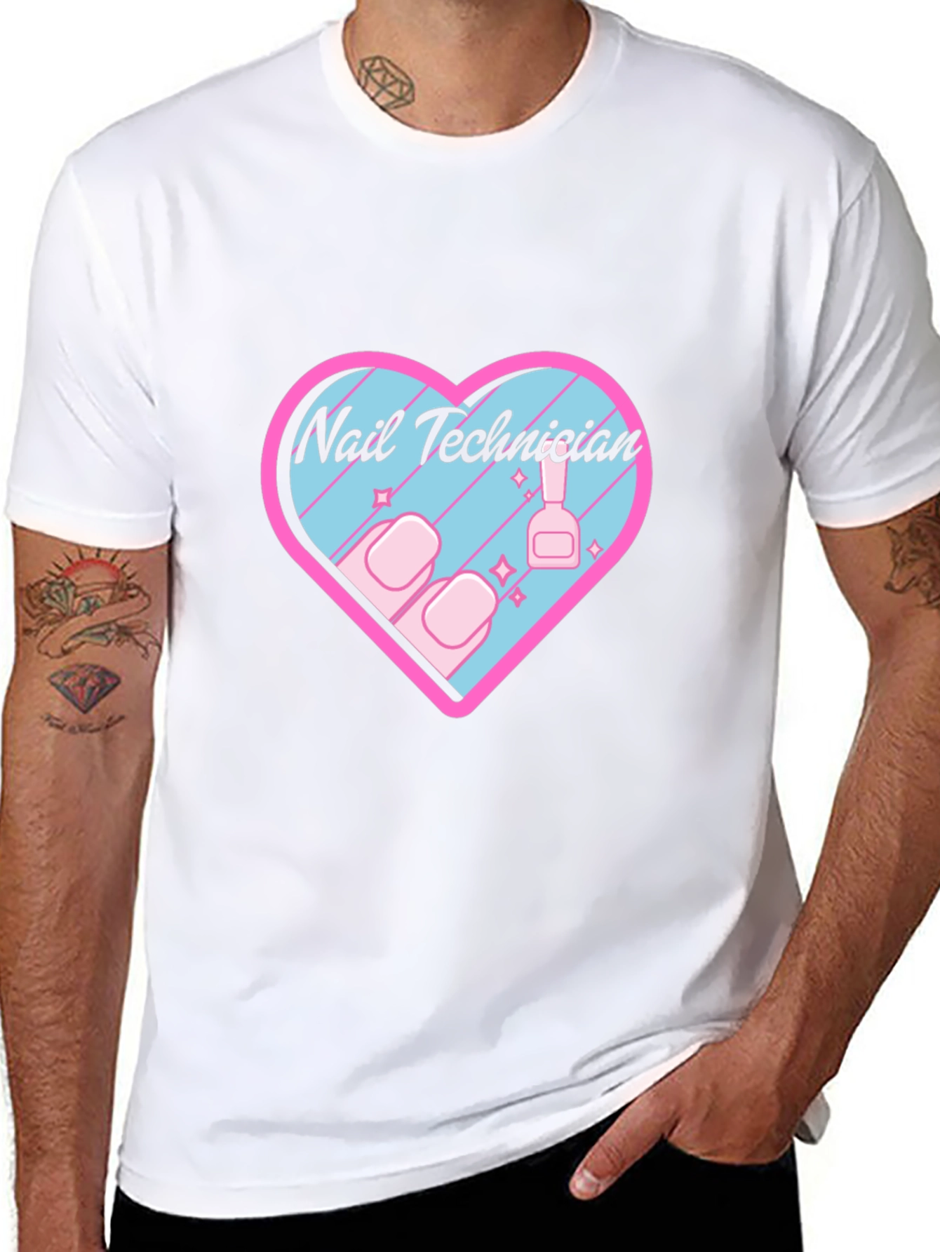 Nail Technician Heart Graphic T-Shirt