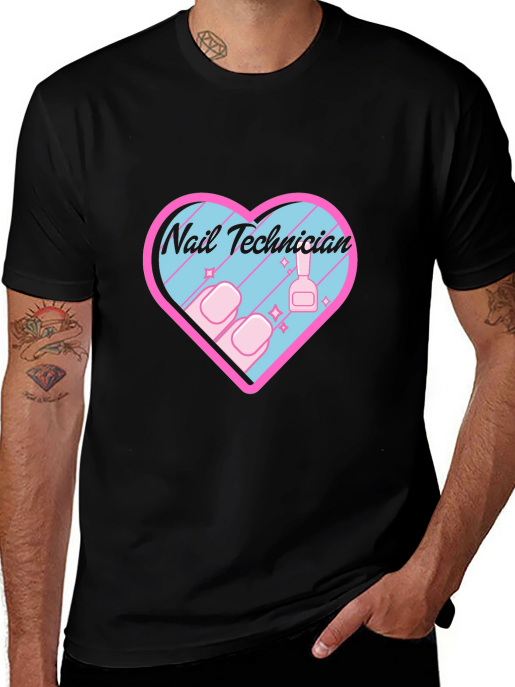 Nail Technician Heart Graphic T-Shirt