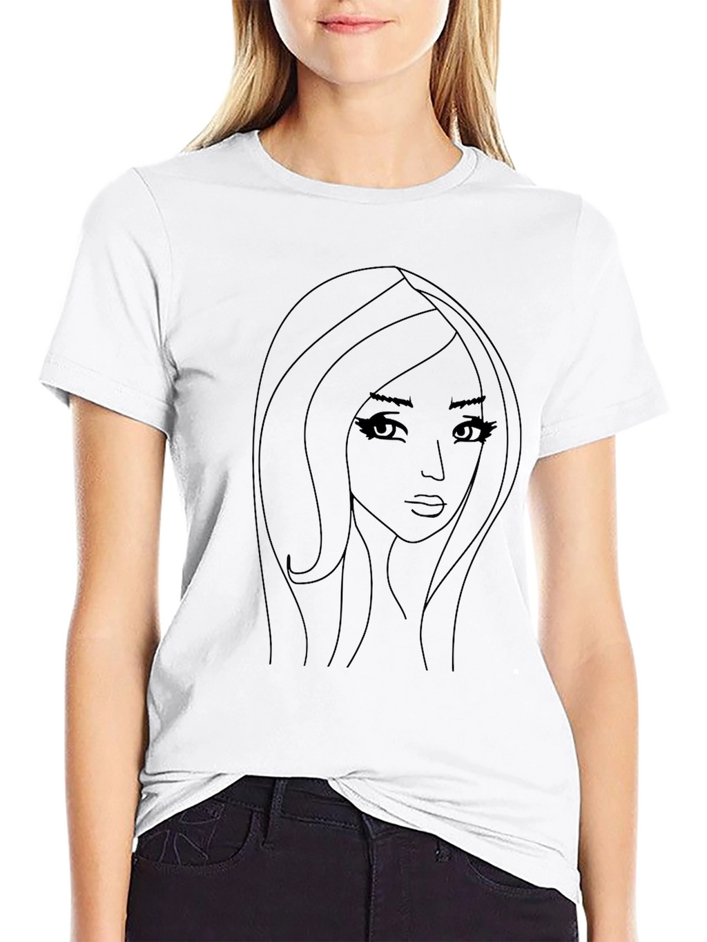 Line Art Woman Graphic Tee - Black Unisex T-Shirt