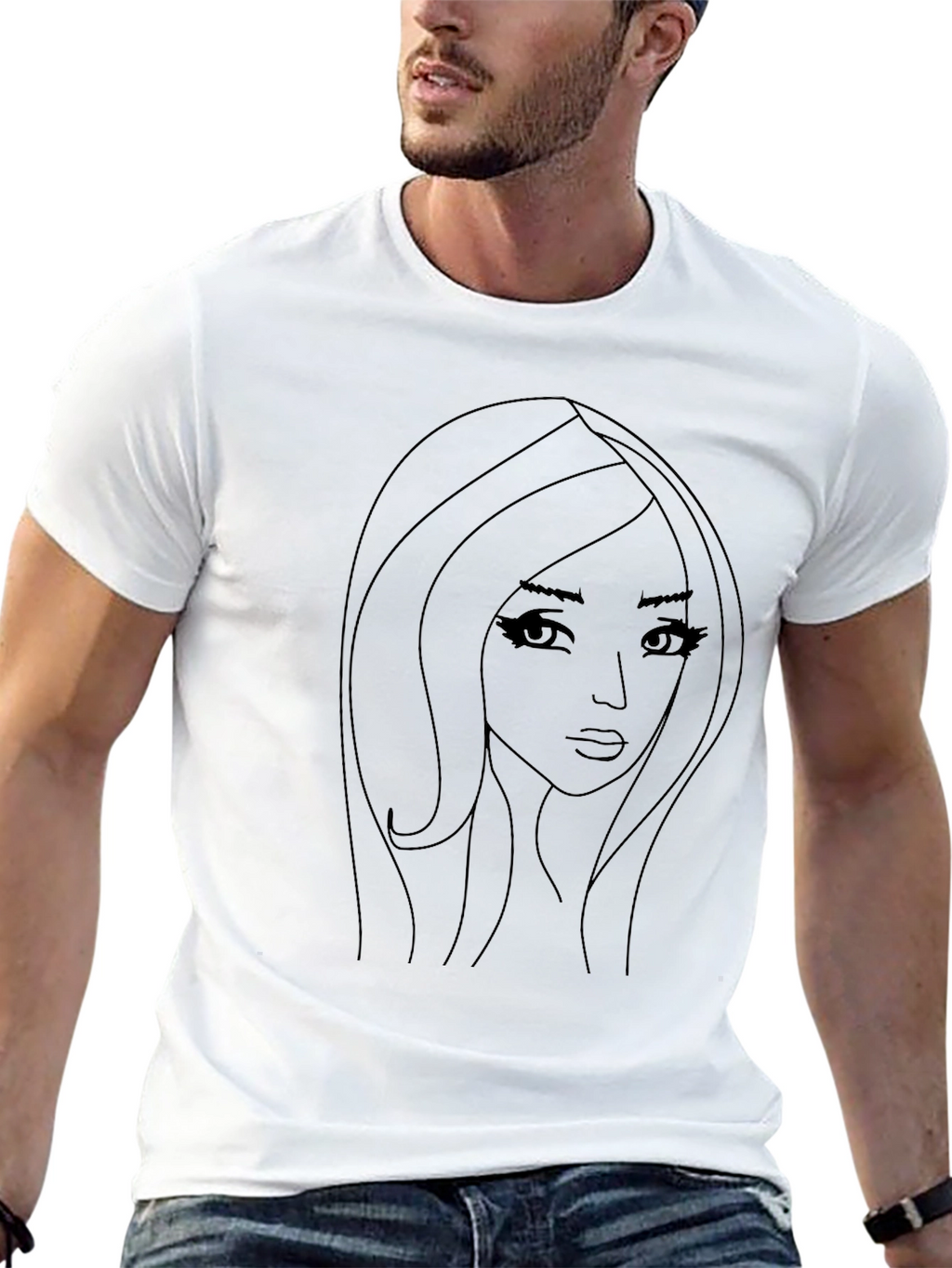 Line Art Woman Graphic Tee - Black Unisex T-Shirt