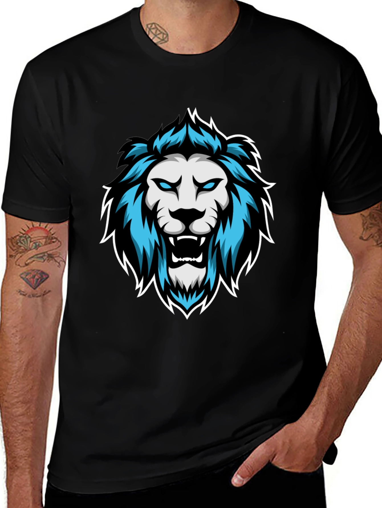 Lion Graphic Tee - Mens Black T-Shirt
