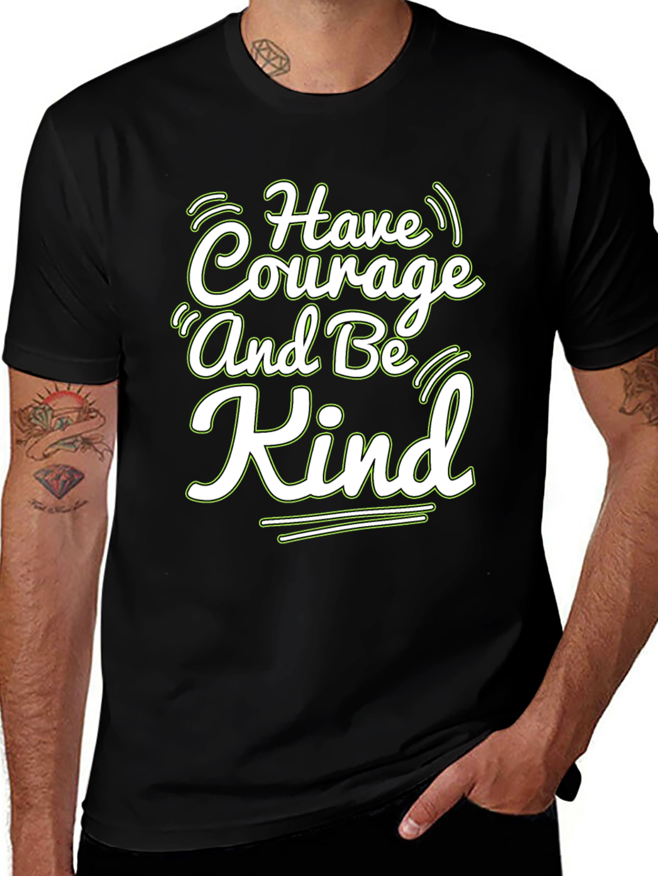 Have Courage & Be Kind Graphic Tee - Casual Black T-Shirt