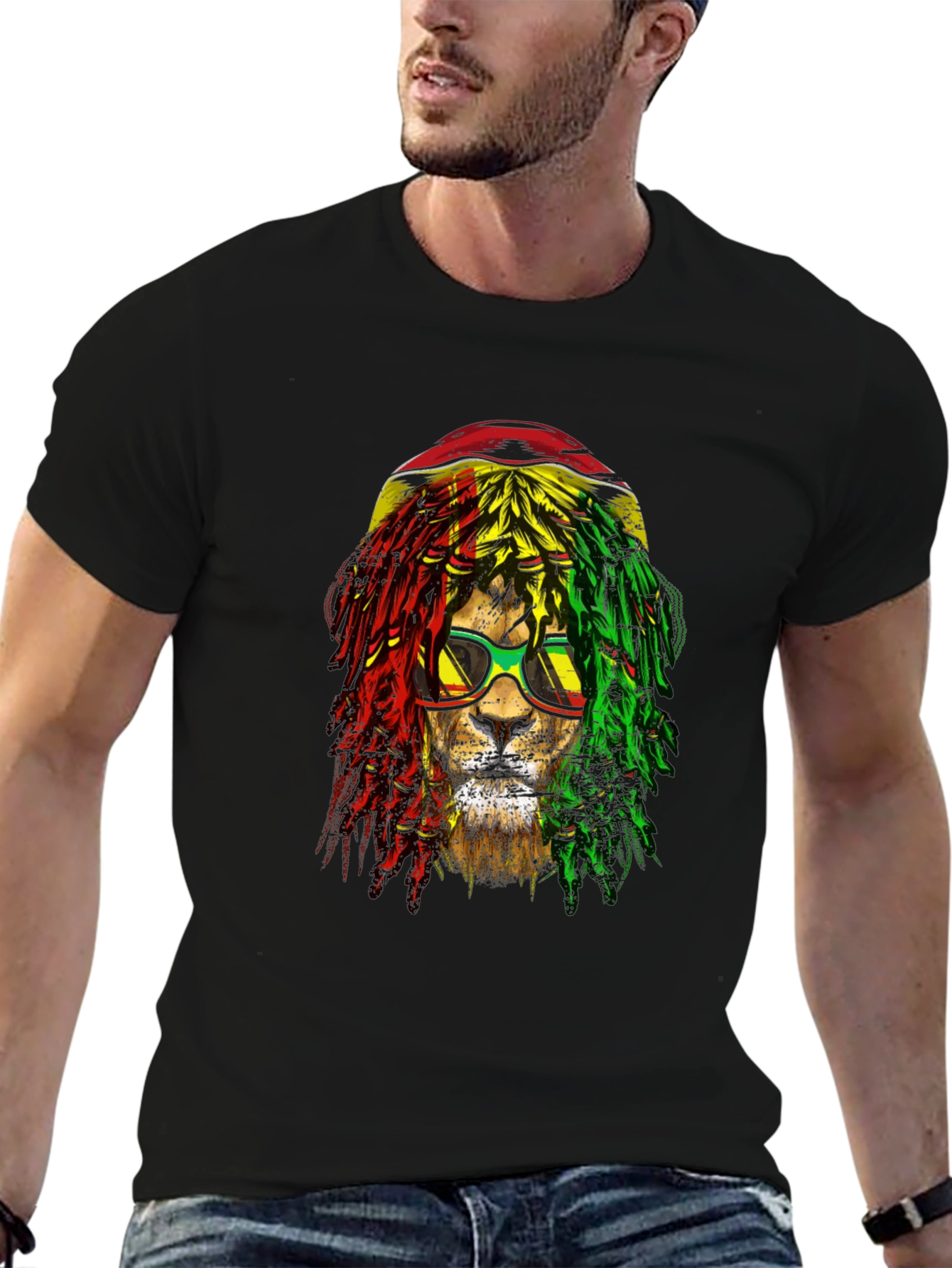 Rasta Lion Graphic Tee - Cool Reggae Style Shirt