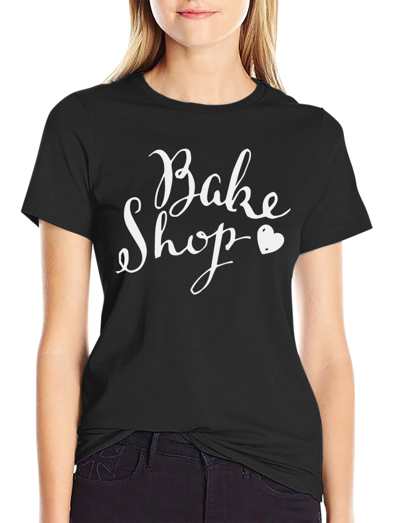 Bake Shop Graphic T-Shirt Black Crew Neck
