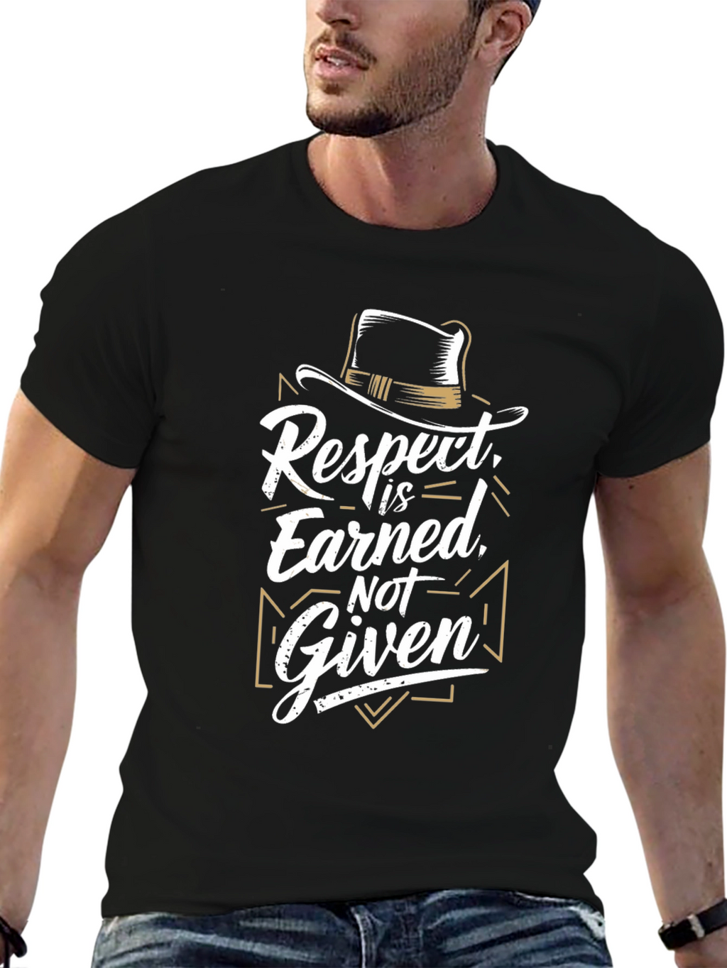 Respect Earned Graphic Black T-Shirt