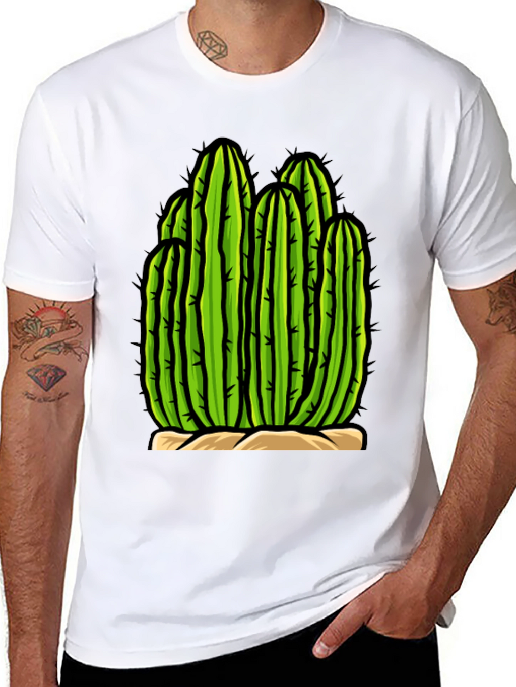 Cactus Graphic Tee - Black Cotton T-Shirt
