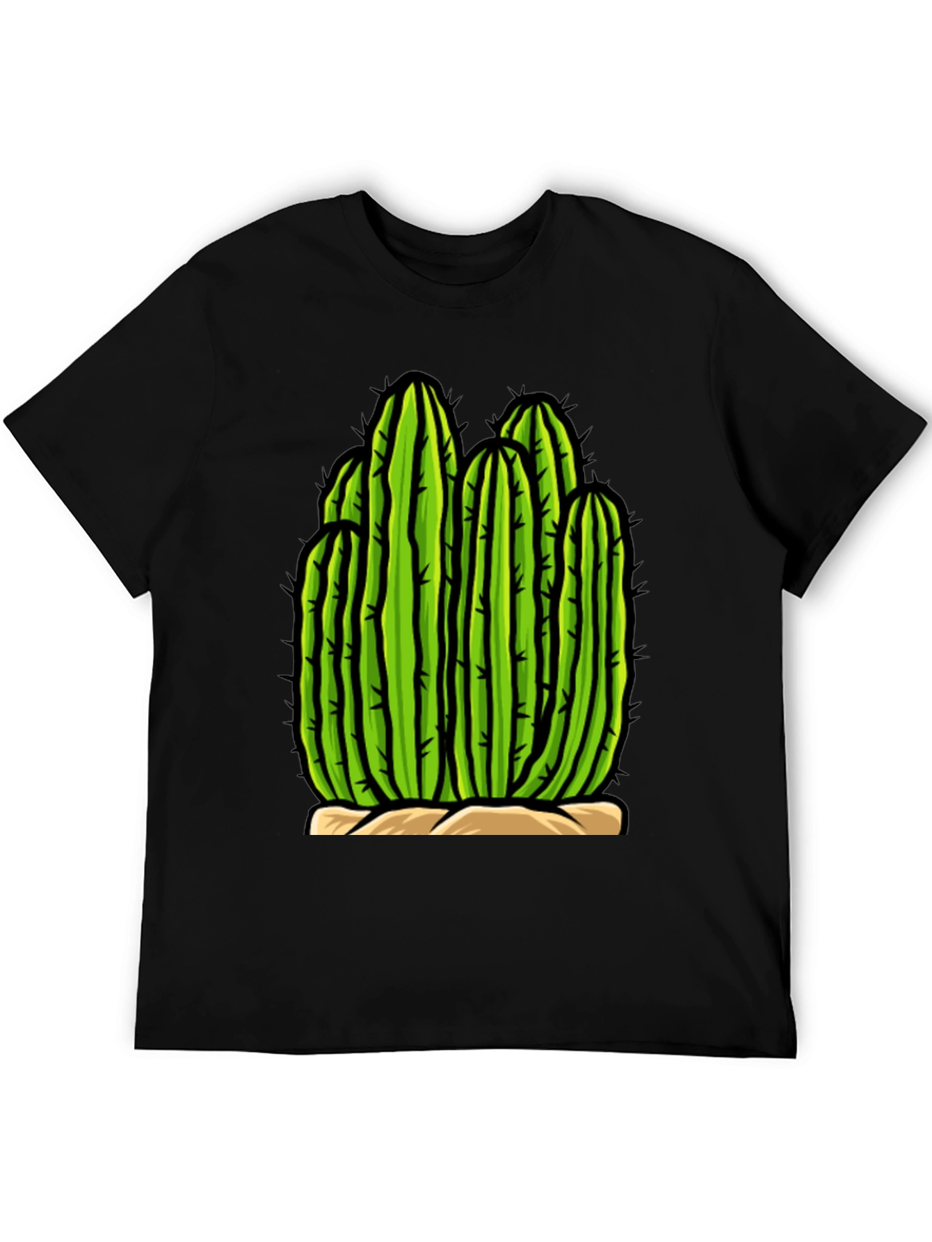 Cactus Graphic Tee - Black Cotton T-Shirt