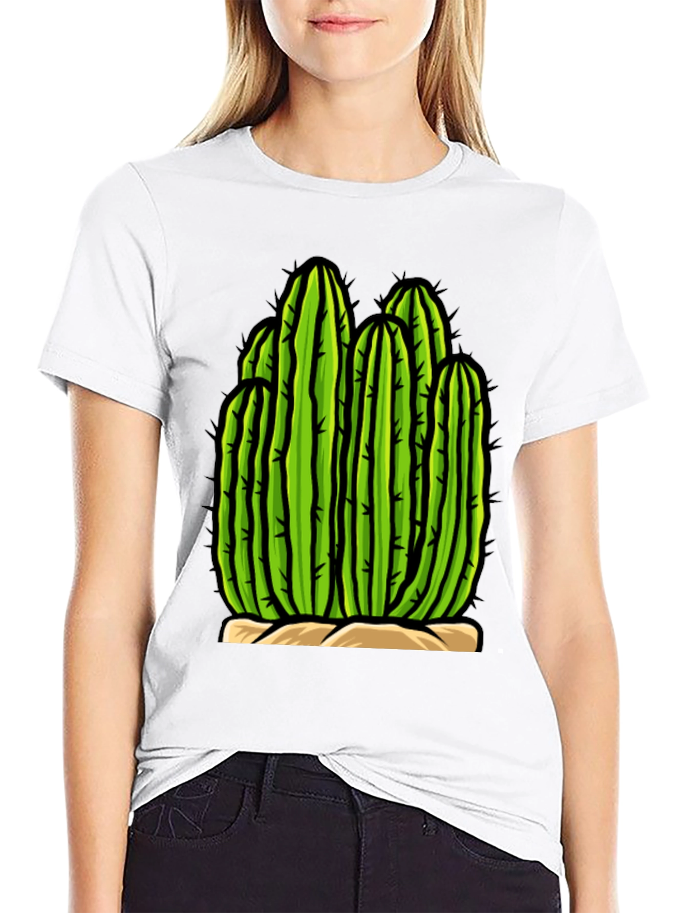Cactus Graphic Tee - Black Cotton T-Shirt