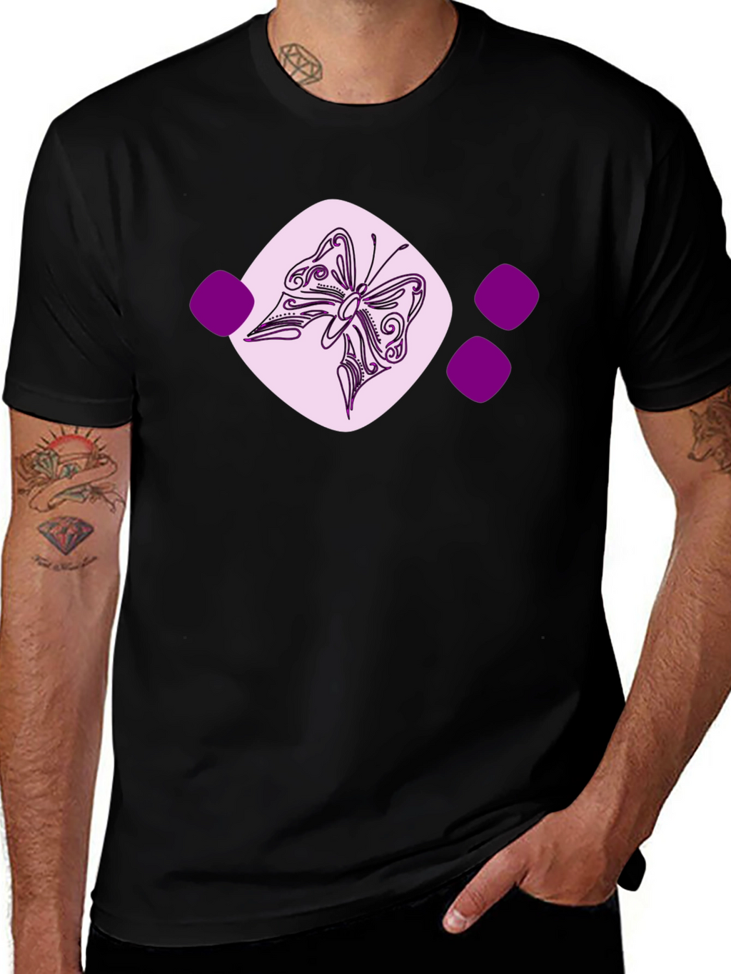 Butterfly Graphic Tee - Casual Black T-Shirt