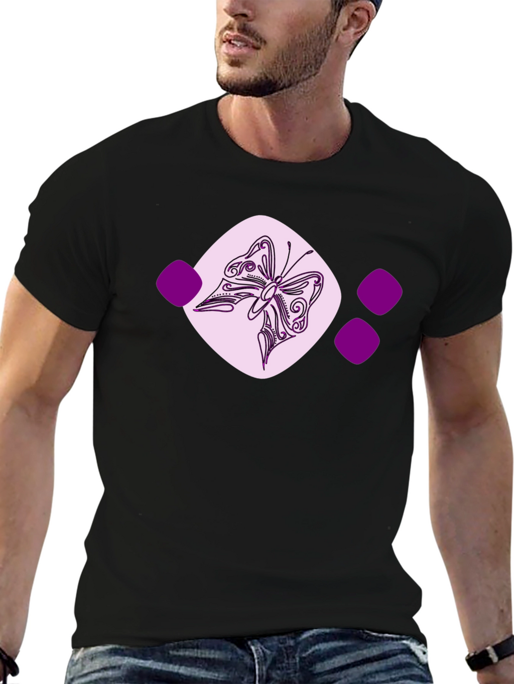 Butterfly Graphic Tee - Casual Black T-Shirt