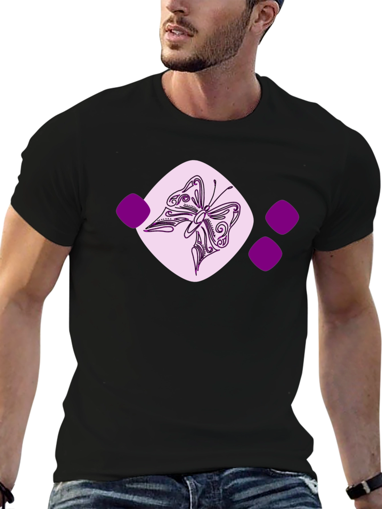 Butterfly Graphic Tee - Casual Black T-Shirt