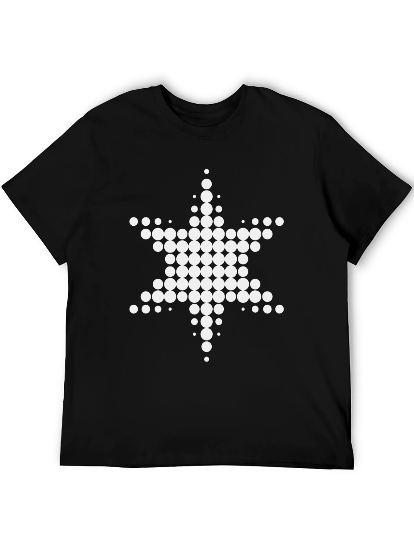 Geometric Star Dot Graphic Black T-Shirt