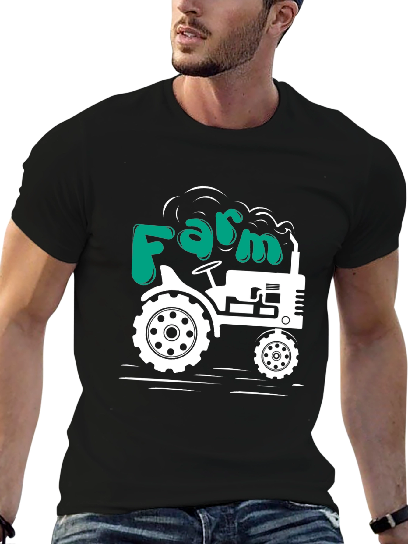 Farm Tractor Graphic T-Shirt - Mens Black Tee