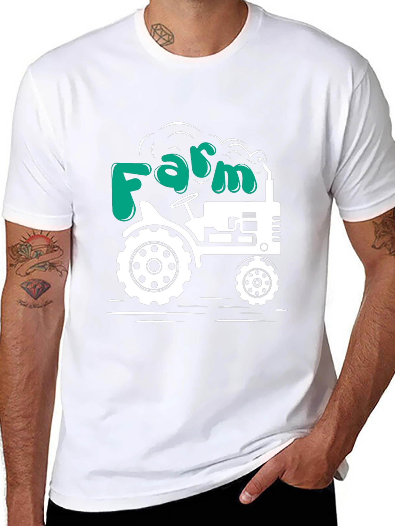 Farm Tractor Graphic T-Shirt - Mens Black Tee