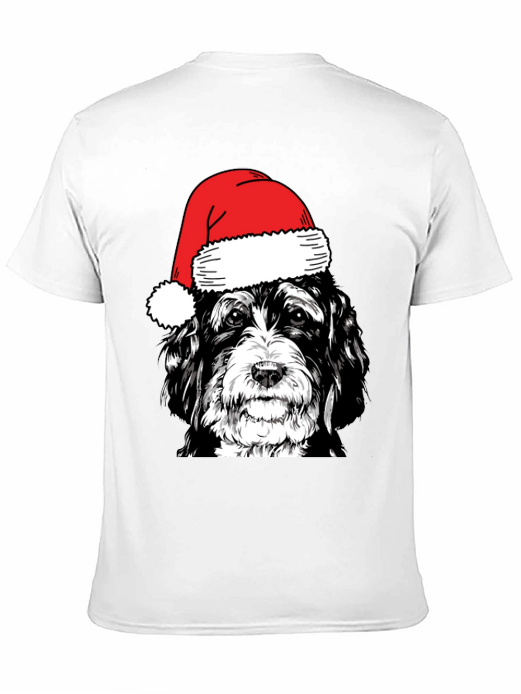 Dog with Santa Hat Black T-Shirt