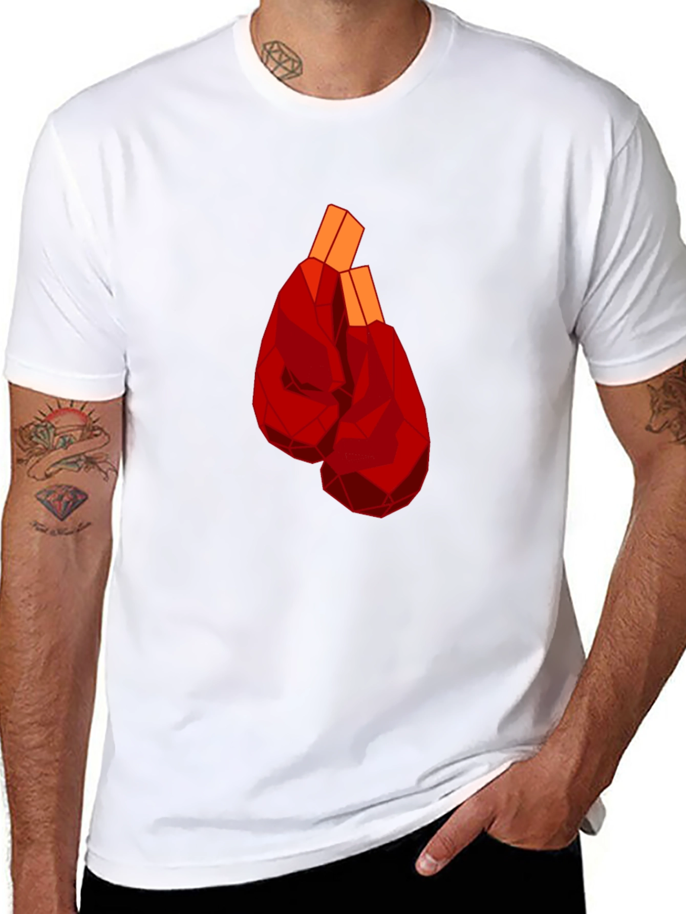 Geometric Boxing Gloves Graphic Tee - Black