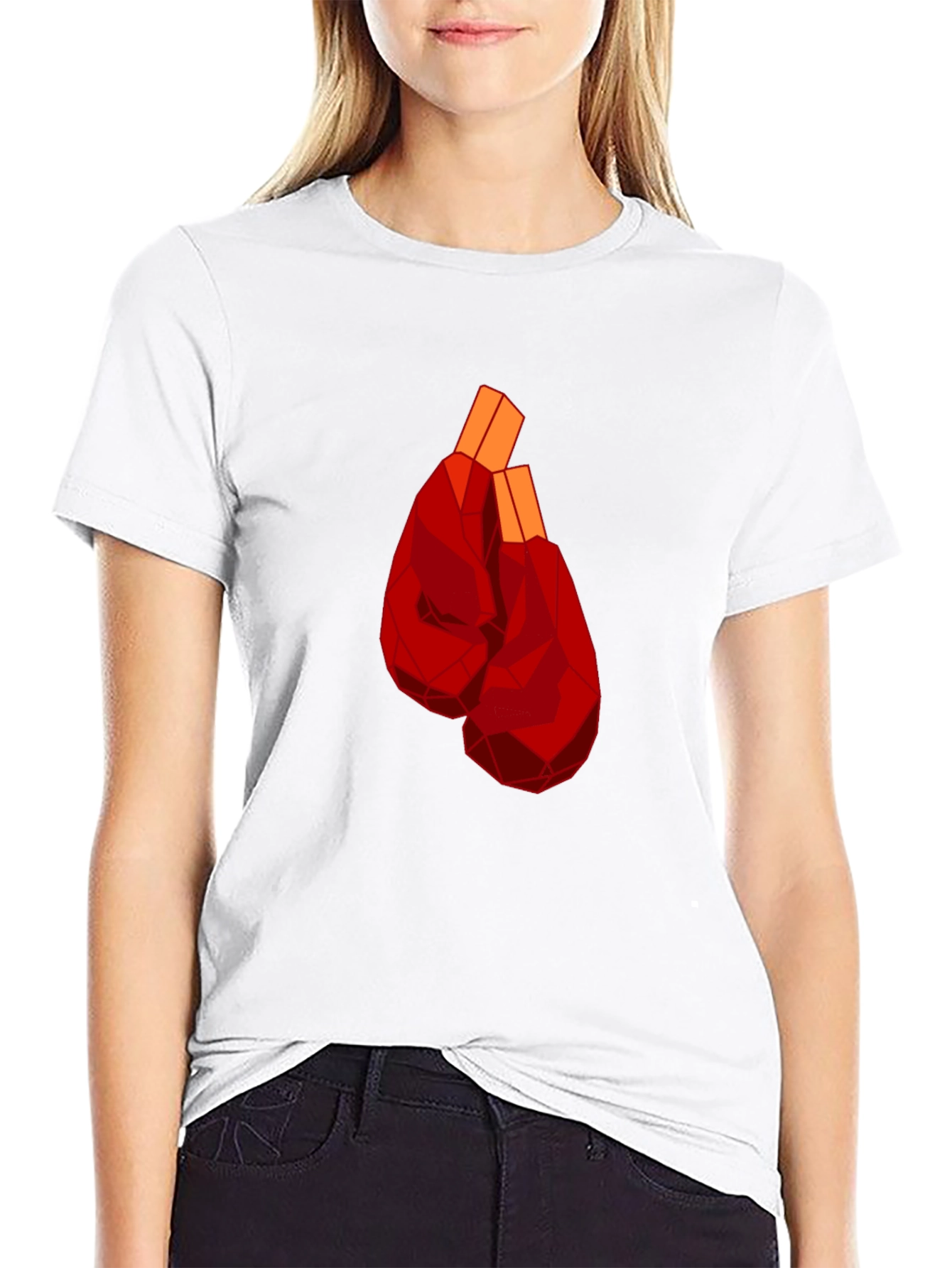 Geometric Boxing Gloves Graphic Tee - Black