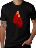 Geometric Boxing Gloves Graphic Tee - Black