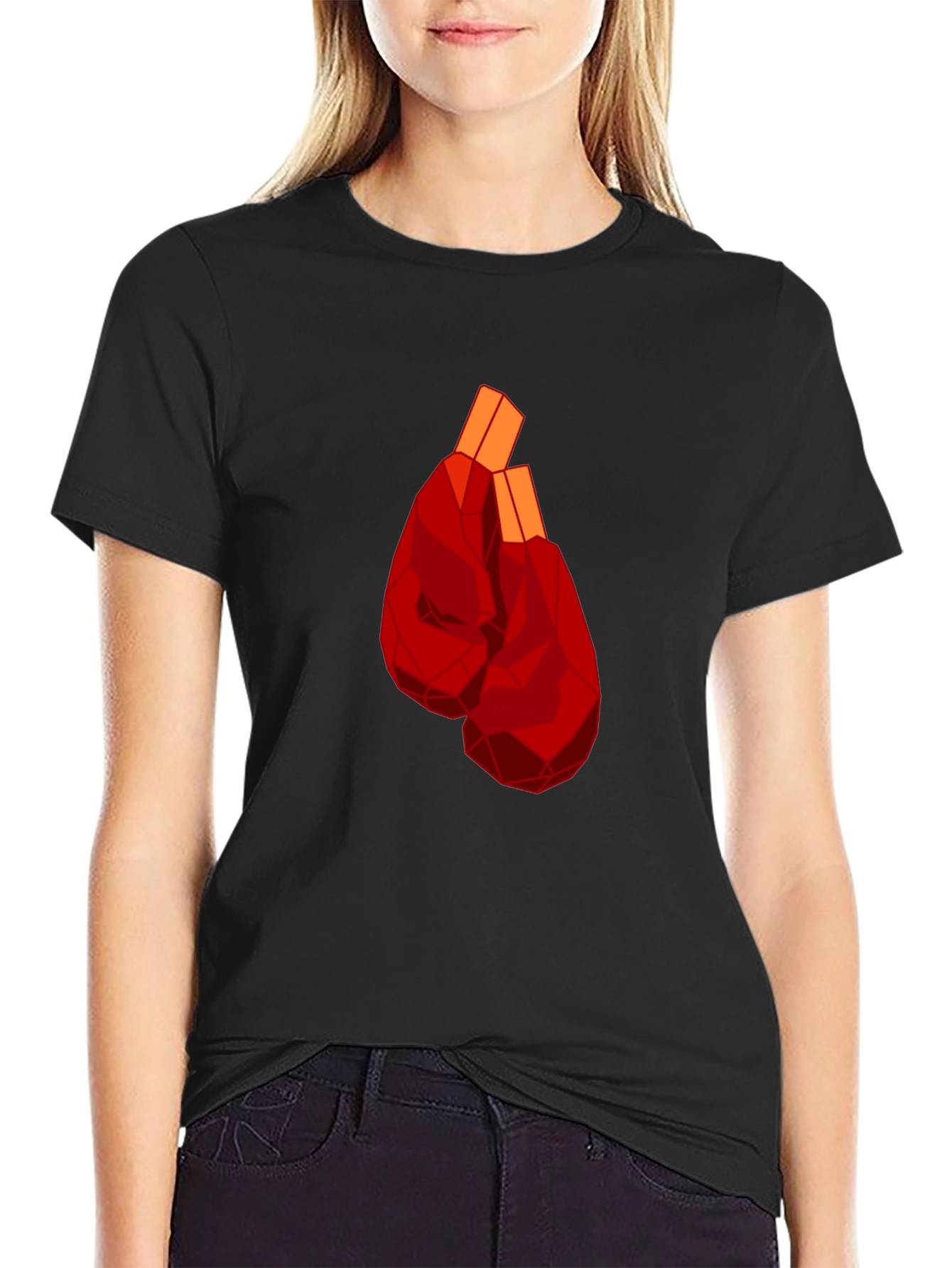 Geometric Boxing Gloves Graphic Tee - Black