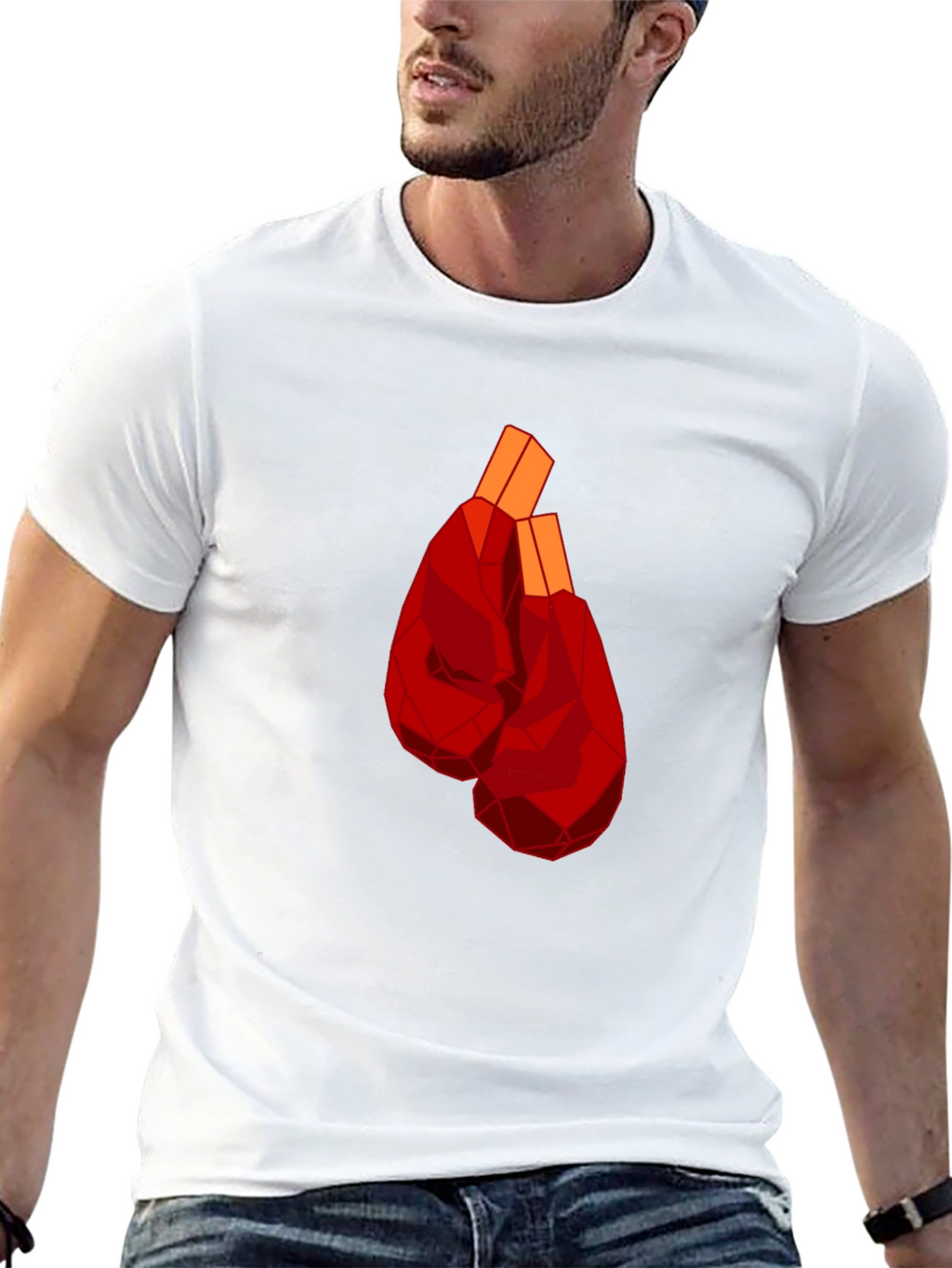 Geometric Boxing Gloves Graphic Tee - Black