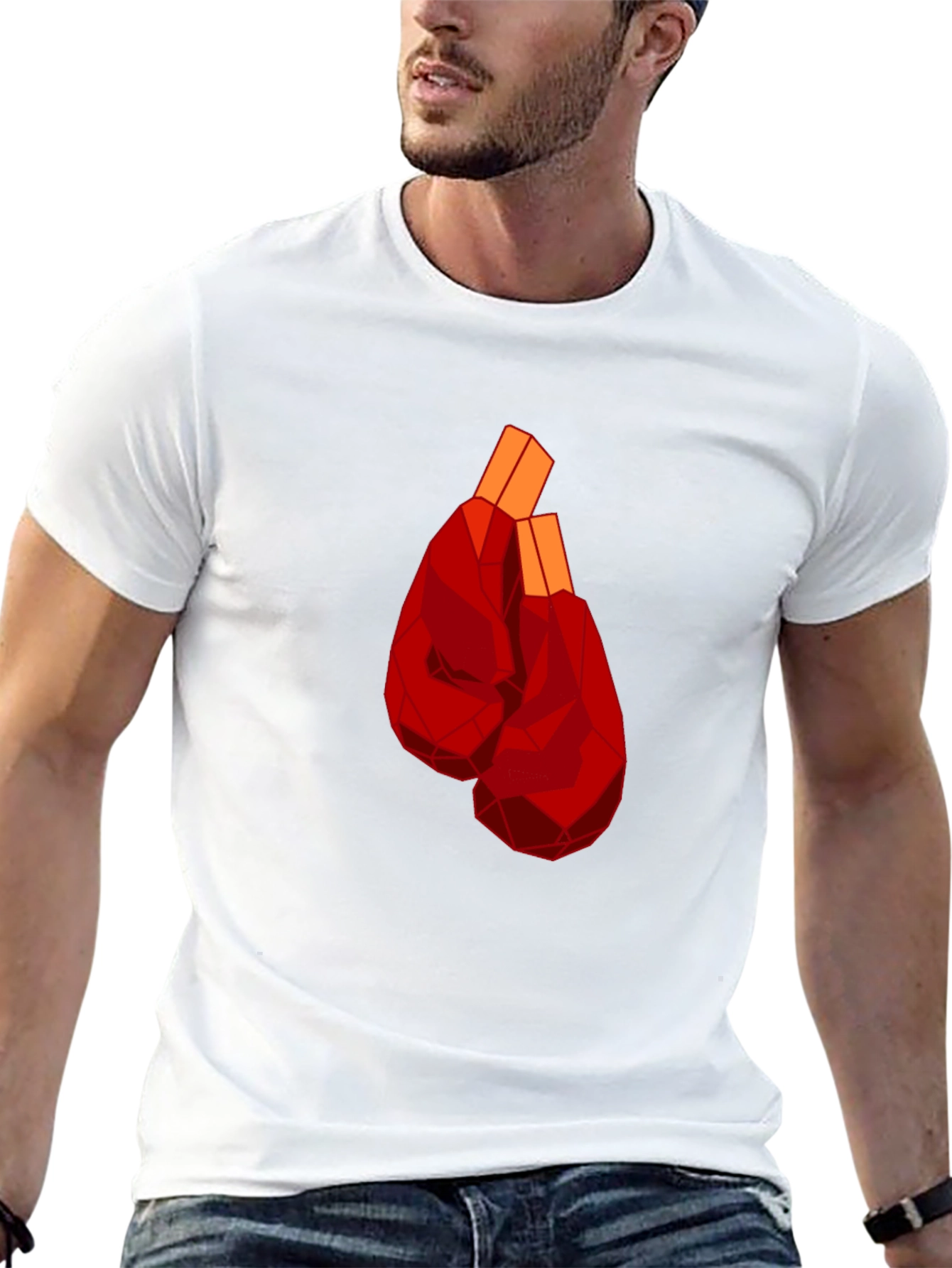Geometric Boxing Gloves Graphic Tee - Black