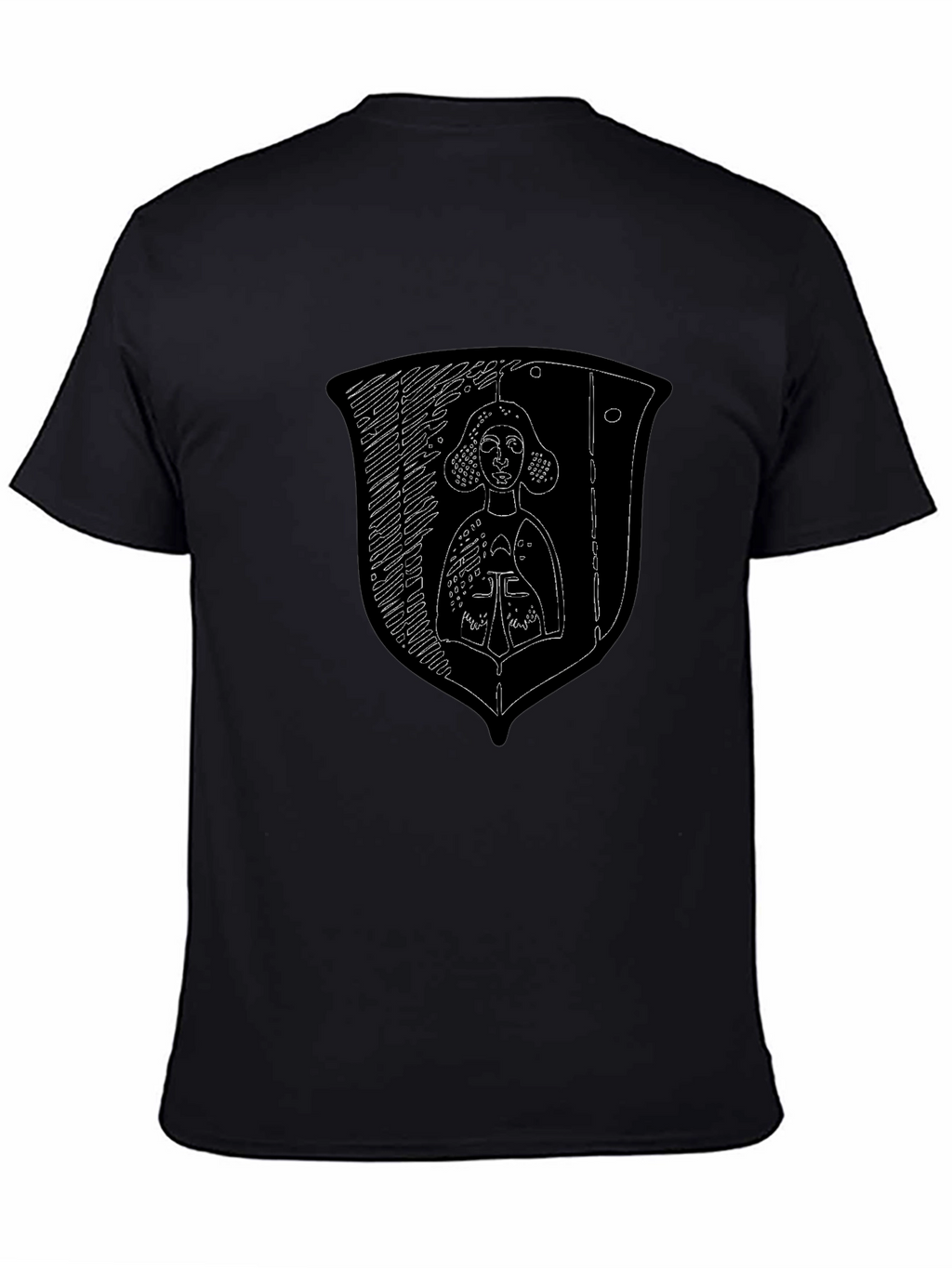 Medieval Knight Shield Graphic Tee - Black Cotton Shirt