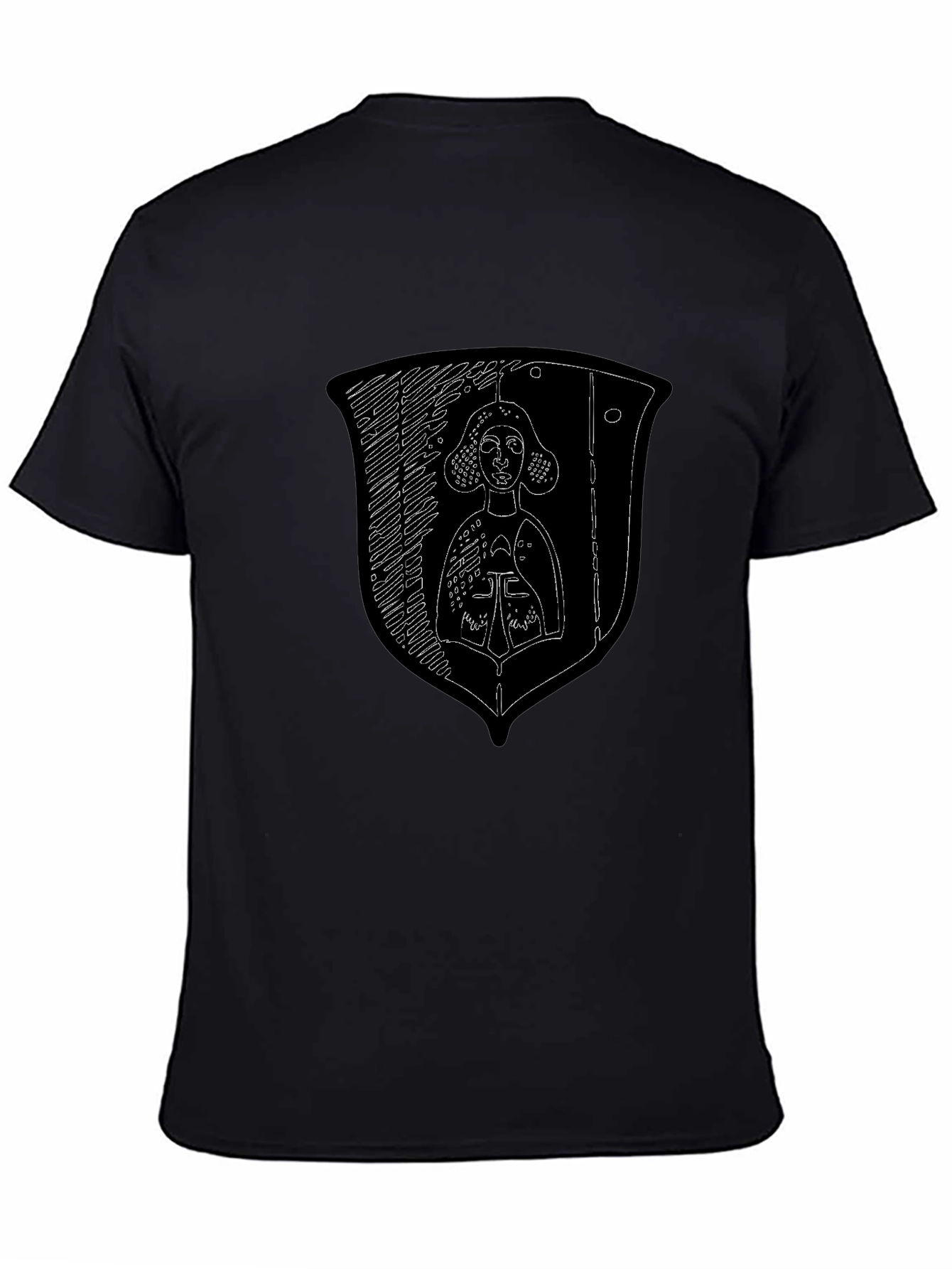 Medieval Knight Shield Graphic Tee - Black Cotton Shirt
