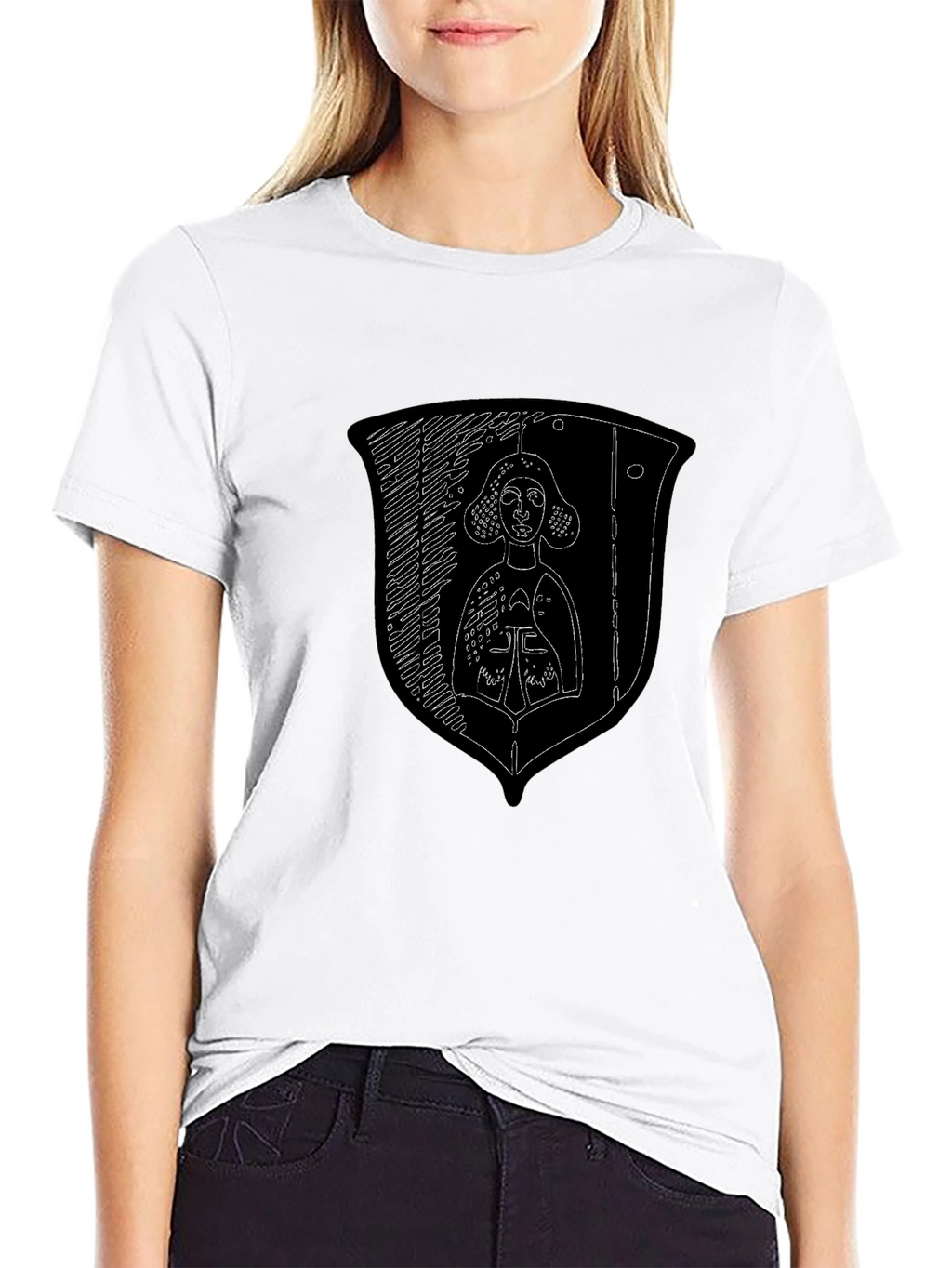Medieval Knight Shield Graphic Tee - Black Cotton Shirt