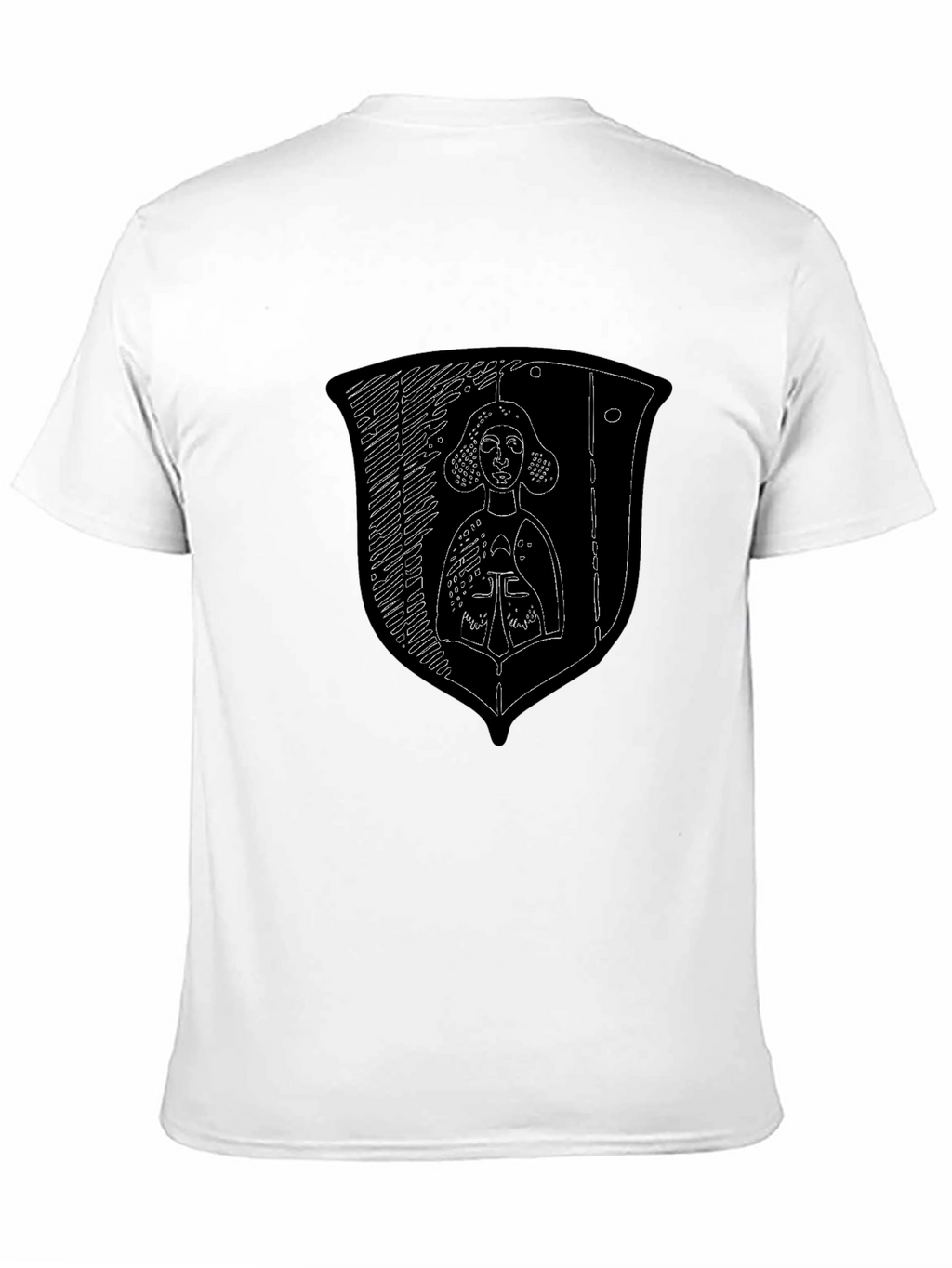 Medieval Knight Shield Graphic Tee - Black Cotton Shirt