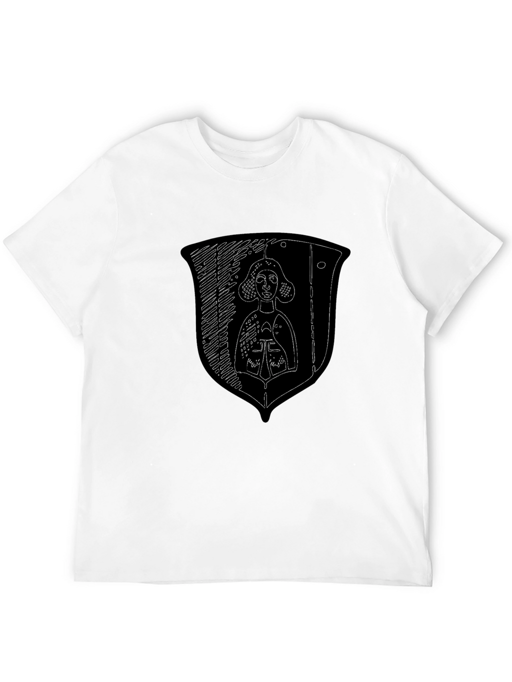 Medieval Knight Shield Graphic Tee - Black Cotton Shirt